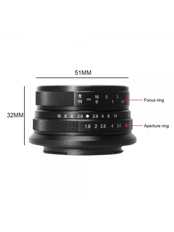 7ARTISANS 25MM F1.8 MANUAL FOCUS PRIME FIXED LENS BLACK FOR CANON (EOS M MOUNT) CAMERA