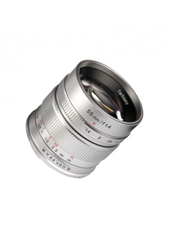 7ARTISANS 55MM F1.4 APS C MANUAL FIXED LENS SILVER FOR SONY (E MOUNT)