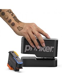 Prinker S (Black Ink) Temporary Tattoo Device Kit for Creating Instant Custom Temporary Tattoos with Premium Cosmetic Black Ink - Compatible with iOS and Android Devices